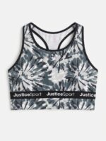 نیم‌تنه ورزشی دخترانه Justice Sport مدل Tie-Dye رنگ زغالی