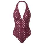 مایو یک‌تکه Cupshe مدل Maroon Polka Dot Tummy Control