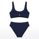 بیکینی دوتکه Cupshe مدل Ribbed V-Neck - رنگ سرمه‌ای (Navy) با پارچه کبریتی - تصویر 2