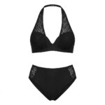 بیکینی دوتکه Cupshe مدل Crochet Halter – رنگ مشکی با جزئیات بافت ظریف (گیپور)