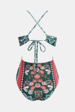 مایو یک‌تکه Cupshe مدل Boho Floral Print Lace-Up – طرح گل‌دار بوهو با بند بندی پشت و استایل رترو - تصویر 2