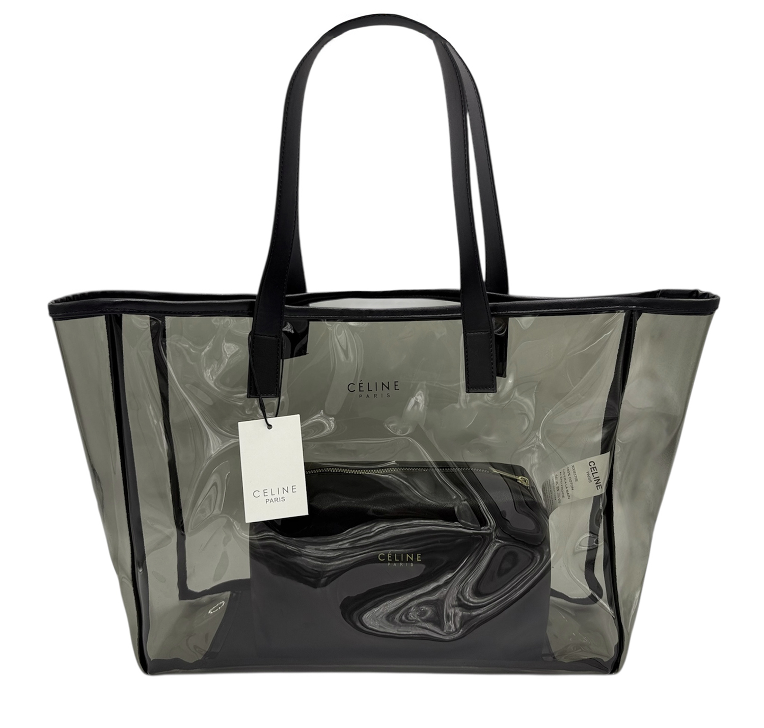 6 کیف توت شفاف سلین (Celine) مدل پاریس - رنگ دودی (Smoky) به همراه کیف داخلی چرمی - تصویر 1