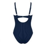 مایو یک‌تکه Cupshe مدل Navy Sweetheart – سرمه‌ای کلاسیک با پنل توری (Power Mesh) و برش Cut-out - تصویر 2