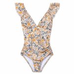مایو یک‌تکه زنانه Cupshe مدل Floral Flutter Lace-Up Back One-Piece