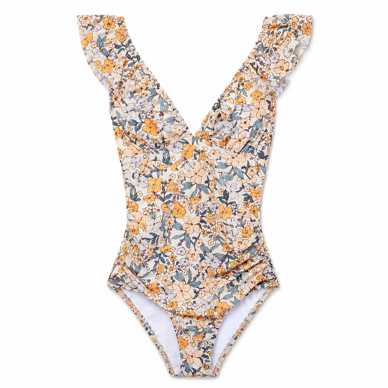8 مایو یکتکه زنانه Cupshe مدل Floral Flutter Lace-Up Back One-Piece - تصویر 1
